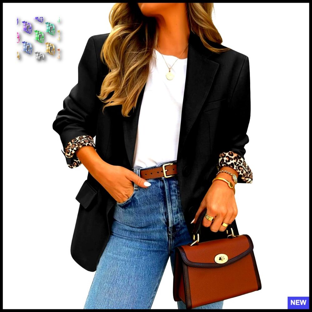 Oversized Blazer Jacket Lapel Collar Shoulder Pads Business Casual Work Wear